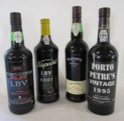 3 bottles of port including Porto Petre's 1995, Nieport LBV, 1995 Port LBV also a Blandy's Madeira