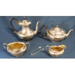 Edwardian 4 piece silver tea service maker Martin, Hall & Co, Sheffield 1902 /1903 and pair of