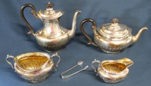 Edwardian 4 piece silver tea service maker Martin, Hall & Co, Sheffield 1902 /1903 and pair of