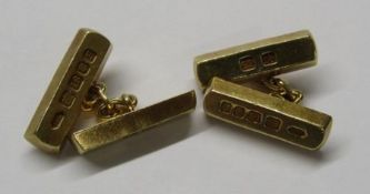 18ct gold - gold bar cufflinks with case total weight 22.0g