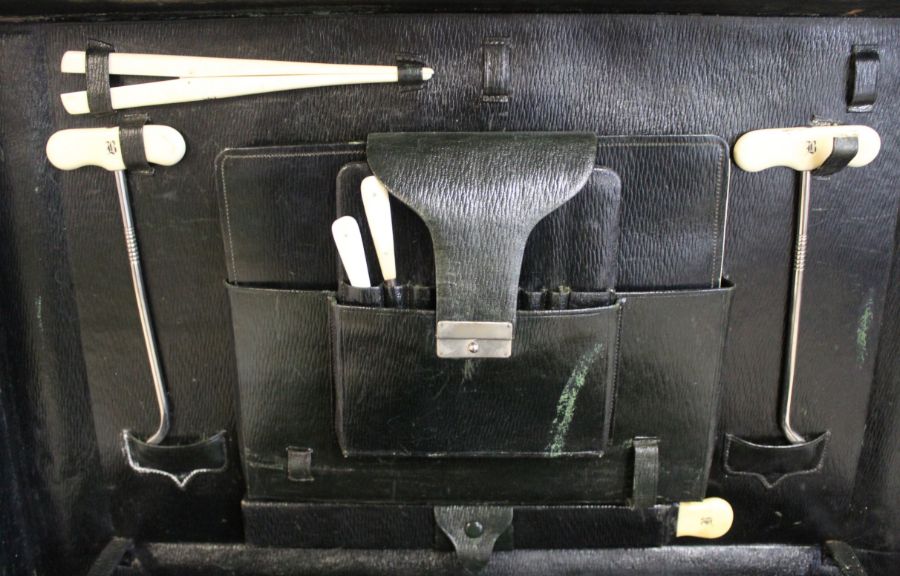 Mappin & Webb gents leather travelling / vanity case containing silver topped requisites including - Image 3 of 6