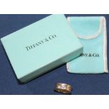 Tiffany & Co silver "1837" ring - with original box and pouch, size K / L