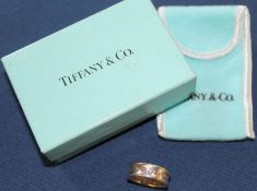 Tiffany & Co silver "1837" ring - with original box and pouch, size K / L