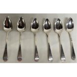 Set of 6 William Bateman silver dessert spoons, 1815 London, total weight 6.43 ozt