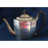 Georgian silver teapot with ebony handle, Duncan Urquhart & Naphtali Hart, London 1796, 15.70ozt