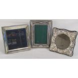 3 silver picture frames P J Panton Birmingham 1998 - Harrods Sheffield 1992 - Carr's of Sheffield