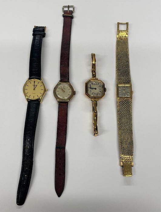 4 wristwatches, including 18ct gold lady's watch with 18ct gold expanding strap (20g total weight)