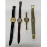 4 wristwatches, including 18ct gold lady's watch with 18ct gold expanding strap (20g total weight)