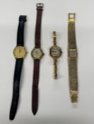 4 wristwatches, including 18ct gold lady's watch with 18ct gold expanding strap (20g total weight)