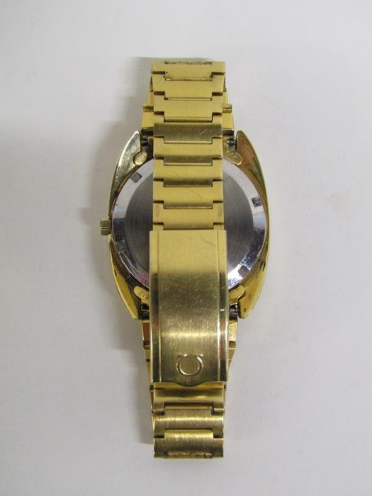 Gents Omega Geneve gold plated wristwatch, with day and date window, luminescent tipped hands within - Image 7 of 7
