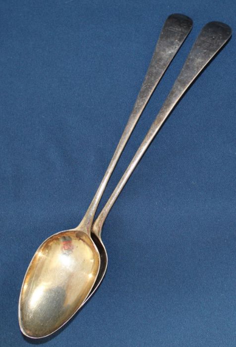 Pair of Georgian silver basting spoons, Peter & Ann Bateman, London 1794, 5.74ozt