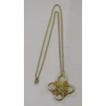 9ct gold necklace with knot pendant - total weight 14.6g