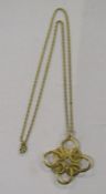 9ct gold necklace with knot pendant - total weight 14.6g