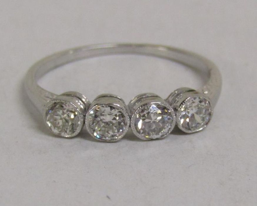 18ct (stamped 750) white gold, 4 stone round diamond ring - total 0.50ct - total weight 1.76g - ring - Image 6 of 7