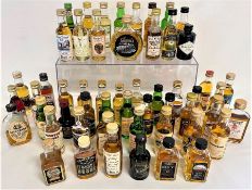 Selection of approximately 54 alcohol miniatures, including Campari, Hendrick's Gin, Tia Maria, etc