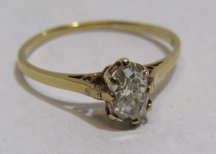 Tested as 18ct gold single stone pear shaped diamond 0.75ct ring - ring size N - total weight 1. - Image 7 of 7