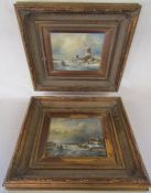 M Morgan signed framed oil paintings depicting mills on the river bank possibly Norfolk Broads