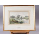 Edward Hull: watercolours, "On the River Ouse", old label verso, 7 1/2" x 12 1/2", in wash line
