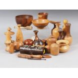 A collection of treen boxes, vases, letter openers, etc