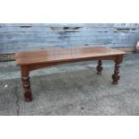 A "Unicorn Man" oak refectory table with plank top, on turned supports, 88" long x 36" wide x 29 1/