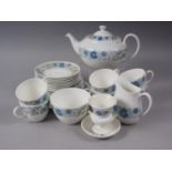 A Wedgwood "Clementine" pattern bone china part tea service for six (one saucer cracked)