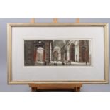 A pen, ink and wash interior scene of Saint Peter's Basilica, indistinctly signed and dated 1997, 6"