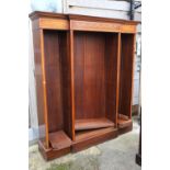 A Brights of Nettlebed mahogany and inlaid breakfront bookcase of Sheraton Revival design, 64"