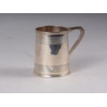 A silver christening mug with reeded decoration, 4.8oz troy approx