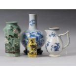 A Chinese blue and white bulbous vase, decorated figures on clouds and four character mark to
