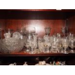 A quantity of glassware, including pedestal glasses, two jugs, salt cellars and other items