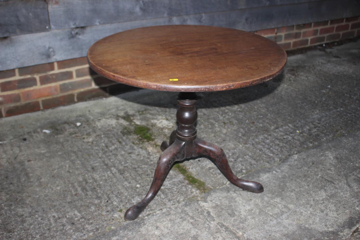 A 19th century mahogany circular tilt top table, on turned column and tripod splay support, 28" - Image 2 of 4