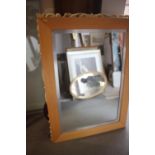 A birch and silvered frame wall mirror, plate 23 1/2" x 35 1/2"