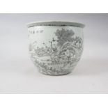 A Chinese jardiniere, decorated continuous landscape of children fishing, 9" dia x 7" high