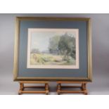 Frank Sherwin: watercolours, "Thames at 'Mill End' Hambleden (Bucks)", 14" x 18 1/2", in green