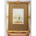 Claude Wain: watercolours, Scarborough Castle, 7 3/4" x 5", in gilt frame