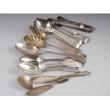 Four Victorian Old English pattern teaspoons, four fiddle pattern teaspoons and other silver