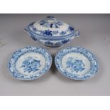 A pair of 19th century Masons Ironstone blue and white decorated soup plates, 9 1/2" dia, and a