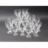 Six blown crystal goblets, two wines and nine ports