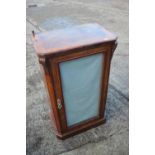 A burr walnut and banded cabinet, fitted interior enclosed glazed panel door, on block base, 22"