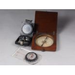 An 18th century mahogany cased compass with paper "dial", a "Compass Magnetic Marching Mark I", in