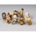 Ten composition netsuke, seated and standing figures