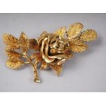 An 18ct gold rose brooch, 16g