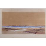 A 19th century watercolour, view of Galle harbour Ceylon, 9 3/4" x 19", unframed