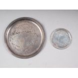 A Georg Jensen circular silver pin tray and a smaller similar, 3.2oz troy approx
