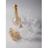 Four Waterford cut glass ports, two goblets and a schnapps set