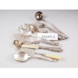 A set of six Christoffel pastry forks, two pastry slices and other flatware, various