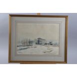 Roy Petley: a watercolour sketch, fisherman's hut, 10 1/2" x 14 1/2", in gilt frame, K Badry: a