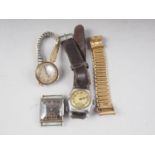 A lady's 9ct gold cased Rolex wristwatch with engine turned silvered dial, on expandable bracelet,