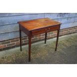 An early 19th century mahogany side table, fitted one drawer, on square taper chamfered supports,