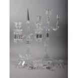 A Baccarat three-light candelabra with frosted putto support, 21 1/2" high, and a Baccarat three-
